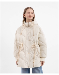 Куртка-кейп демисезонная стёганая молочная для девочки Gulliver