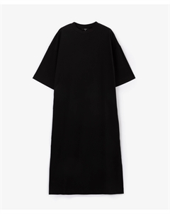 Платье прямое из мерсеризированного трикотажного полотна макси черное Glvr