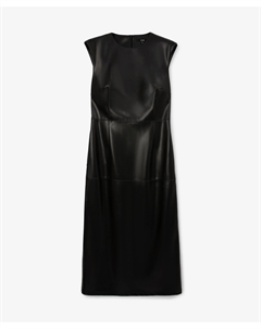 Платье без рукавов полуприлегающего силуэта из экокожи черное Glvr