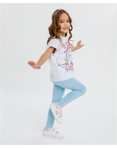 Леггинсы с принтом голубые для девочки Button blue