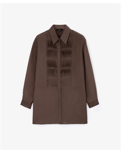 Блузка прямой свободной формы из полупрозрачной ткани коричневая Glvr