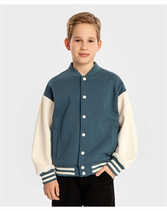 Бомбер утепленный на кнопках голубой детский Button blue