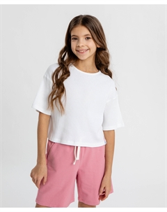 Футболка кроп-топ белая для девочки Button blue