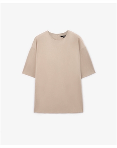 Блузка силуэта оверсайз из экозамши бежевая Glvr