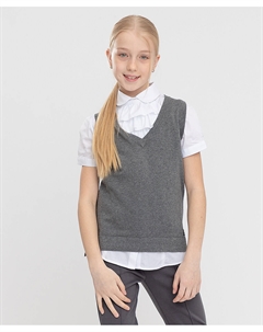 Жилет серый с V-образным вырезом Button blue