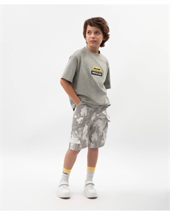 Шорты для мальчика с карманами-карго текстильные с принтом Gulliver