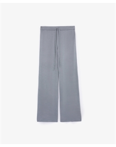 Брюки палаццо вязаные с поясом на резинке голубые Glvr