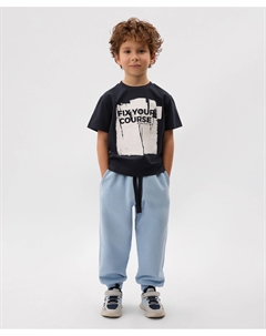 Брюки-джоггеры для мальчика из футера голубые Gulliver