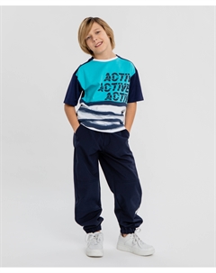 Брюки демисезонные с поясом на резинке синие для мальчика Button blue