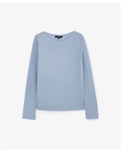 Лонгслив силуэта умеренный оверсайз из тонкого трикотажа голубой Glvr