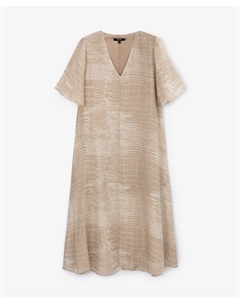 Платье макси трапециевидной формы с V-образной горловиной бежевое Glvr