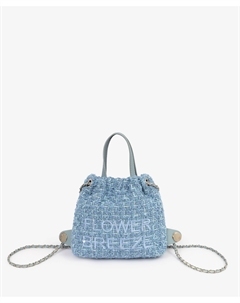 Рюкзак для девочки из твида с пайетками голубой Gulliver