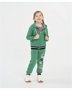 Брюки-джоггеры из флиса с манжетами и поясом на резинке зеленые Button blue