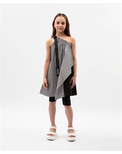 Сарафан текстильный детский асимметричного кроя с одним открытым плечом комбинированный Gulliver