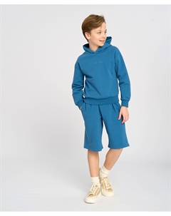 Шорты детские базовые прямые с поясом на резинке синие Button blue
