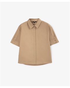 Рубашка с коротким рукавом оверсайз из поплина бежевая Glvr