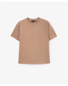 Футболка прямой свободной формы с открытыми срезами бежевая Glvr