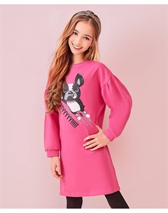 Платье из тонкого трикотажа с серебряным принтом розовое Button blue