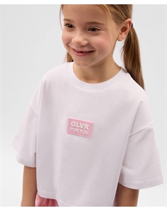 Футболка укороченная для девочки белая Gulliver