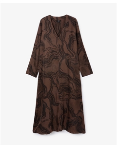 Платье с длинным рукавом макси трапециевидного силуэта коричневое Glvr