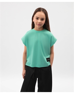 Футболка для девочки из мерсеризированного интерлока мятная Gulliver