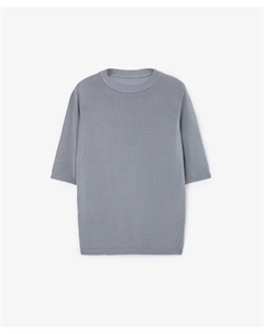 Джемпер вязаный из пряжи с добавлением шелка голубой Glvr