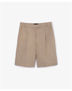 Шорты с высокой посадкой из меланжевого льна бежевые Glvr