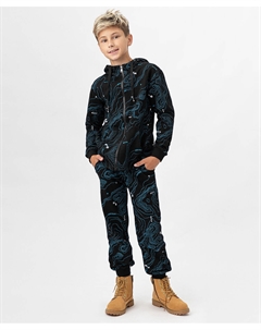 Брюки-джоггеры утепленные с принтом черные Button blue