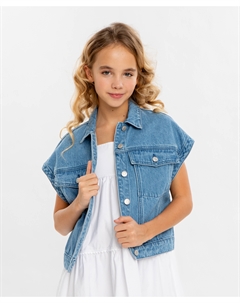Жилет джинсовый голубой для девочки Button blue