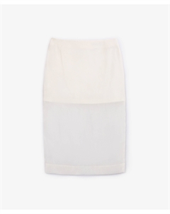 Юбка средней посадки из прозрачного вискозного крепа молочная Glvr