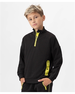 Толстовка на неполной молнии с высоким воротником черная Button blue