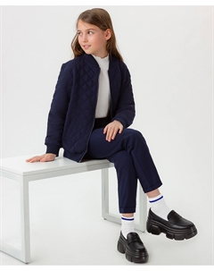 Толстовка с ромбовидной драпировкой и карманами темно-синяя для девочки Button blue