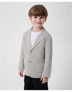 Пиджак для мальчика трикотажный прямого свободного кроя из пике серый Gulliver