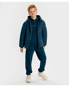 Куртка с капюшоном демисезонная стеганая синяя детская Button blue