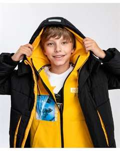 Пальто с капюшоном черное Button blue