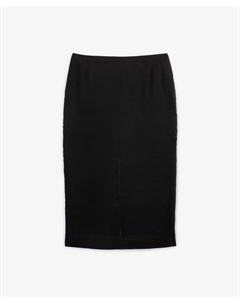 Юбка средней посадки из полупрозрачного текстиля с высоким содержанием льна черная Glvr