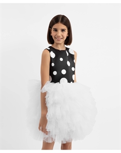 Платье в горох с пышной юбкой из сетки черно-белое для девочки Gulliver