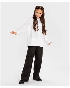 Блузка нераспашная оверсайз с длинным рукавом белая Button blue