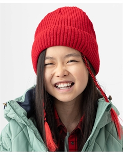 Шапка вязаная однослойная красная Button blue