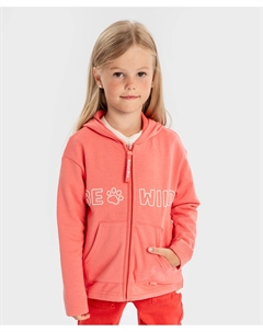 Толстовка на молнии с длинным рукавом, капюшоном и принтом коралловая для девочки Button blue