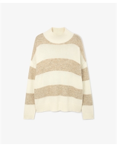 Свитер прямой свободной формы в широкую неконтрастную полоску бежевый Glvr