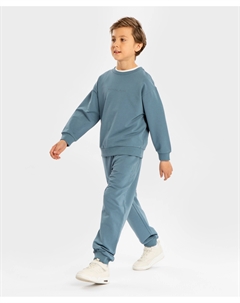 Джоггеры базовые с поясом на резинке и принтом синие детские Button blue