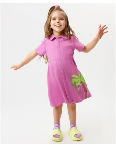 Платье на кнопках розовое с принтом Button blue