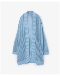 Кардиган вязаный с крупной сетчатой структурой голубой Glvr