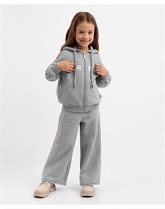 Брюки расклёшенные из футера серые для девочки Gulliver