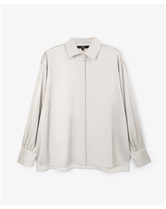 Блузка прямой свободной формы с атласным блеском серая Glvr