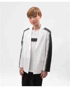 Пиджак для мальчика текстильный свободного кроя чёрно-белый Gulliver