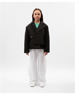 Куртка для девочки утепленная плащевая асимметричного кроя чёрная Gulliver