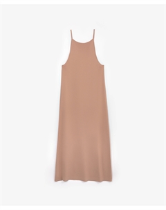 Платье трикотажное трапециевидного силуэта макси бежевое Glvr