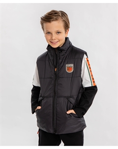 Жилет утепленный стёганный чёрный для мальчика Button blue